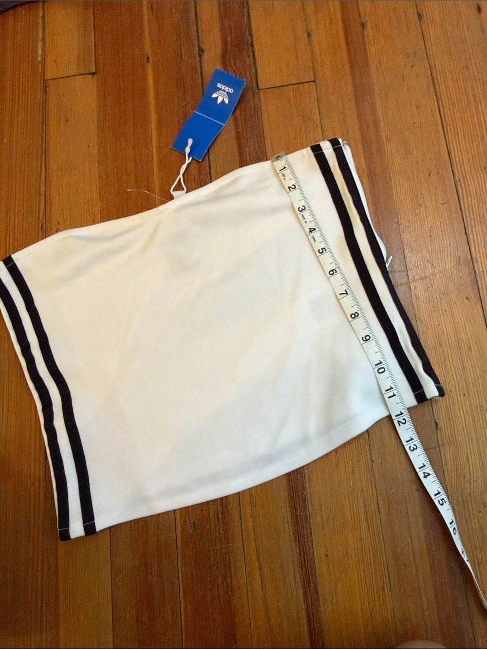 adidas White Strapless Tube Top with Black Side Stripes and Logo Tag - Picture 7 of 7